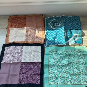 Sayki/hatemaglu lot. 4 pocket squares - 2 linen / 2 silk